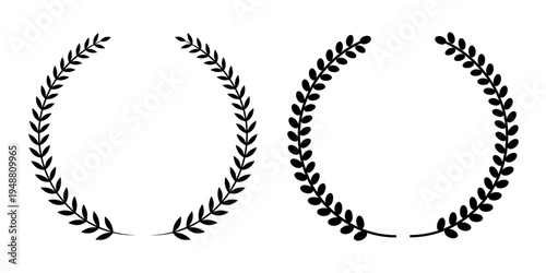 細葉シンプル月桂樹ローレルリースフレーム（表彰・ランキング装飾ベクター素材）