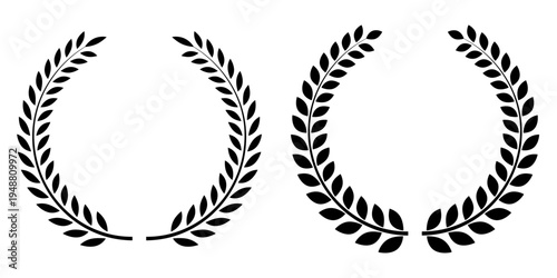 太葉月桂樹ローレルフレームセット（表彰・ランキング・ロゴ装飾ベクター素材）
