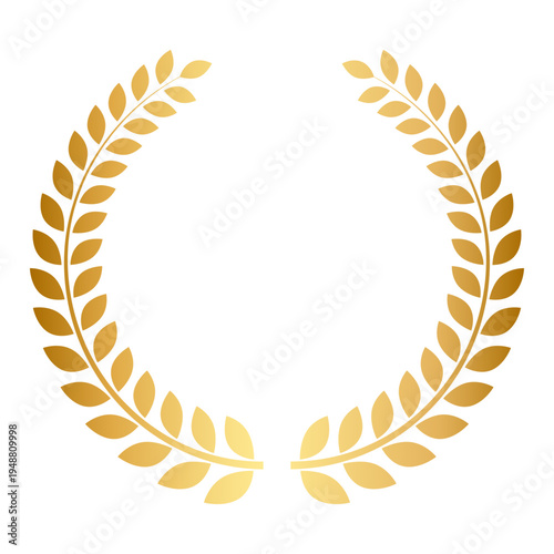 ゴールド月桂樹ローレルリースフレーム（表彰・ランキング高級装飾ベクター素材）