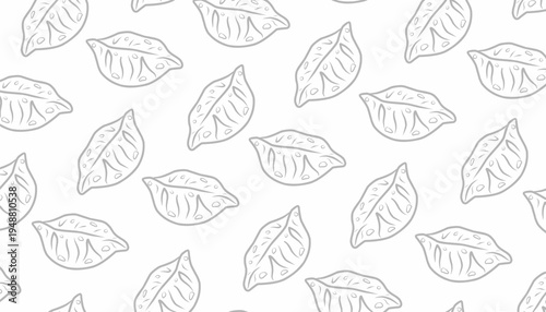 Mandu Seamless Pattern. Korean Dumpling Illustration. Handdrawn Asian Food Doodle. Repeating Streetfood Background. Decorative Packaging Textile Design.