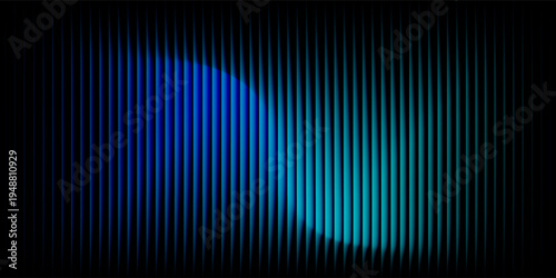 Dramatic abstract blue wave dark background vertical stripes electric glow