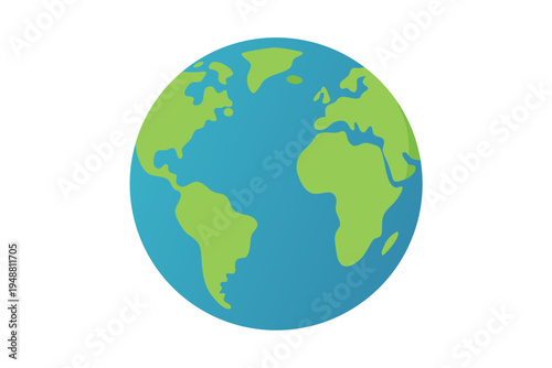 A colorful vector illustration of the Earth with green continents and blue oceans