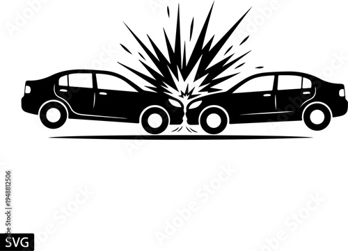 Two cars colliding head-on, crash impact Vector Art