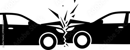 Two cars colliding head-on, crash impact Vector Art
