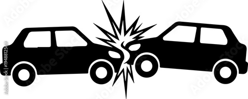Two cars colliding head-on, crash impact Vector Art