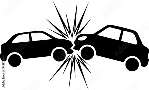 Two cars colliding head-on, crash impact Vector Art