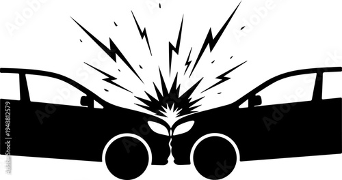 Two cars colliding head-on, crash impact Vector Art