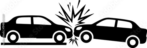Two cars colliding head-on, crash impact Vector Art