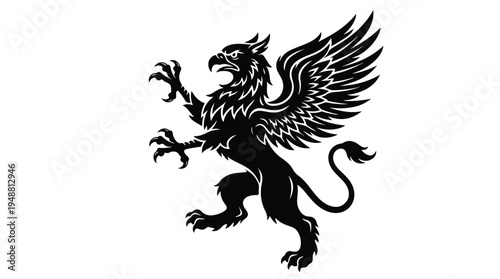 Black Griffin Mythical Creature Silhouette 1.