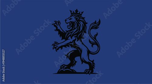 Lion with crown on blue.