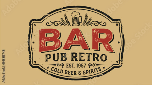 Retro Bar Pub Sign Logo.