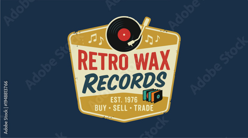 Retro Wax Records Vinyl Logo.