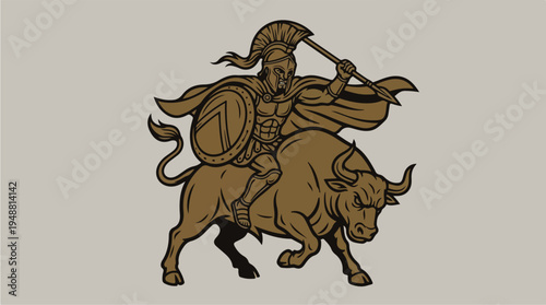 Warrior Riding a Bull 1.