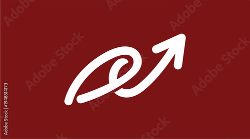 White Arrow on Red Background.