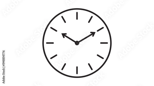 "Minimal analog clock showing time at 2:50 with black hands and tick marks on clean white face."