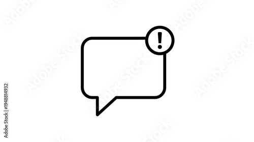 "Speech bubble outline with notification circle symbolizing dialogue, communication, and digital alerts."