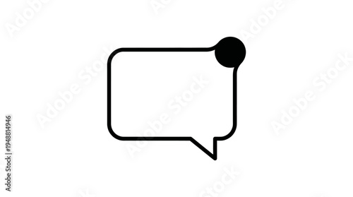 "Speech bubble outline with notification circle symbolizing dialogue, communication, and digital alerts."