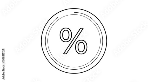 "Percentage symbol inside concentric circles representing proportion, rate, and comparison concept."