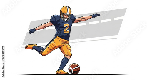 American Football Player Kicking Ball During Game.
