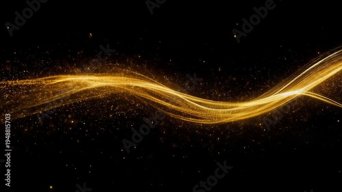 Dynamic Golden Light Trails with Shimmering Particle Flow 4K