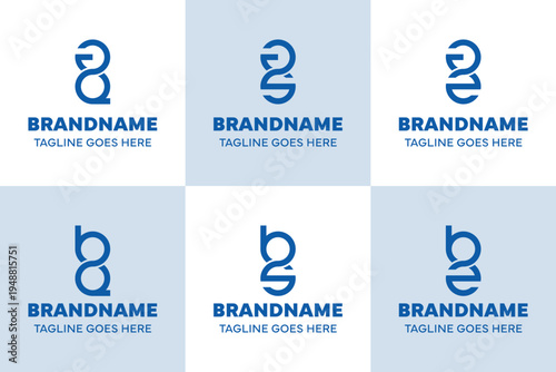 Letters AQ AS AZ BQ BS BZ Infinity Logo Set, for QA SA ZA QB SB ZB Initials