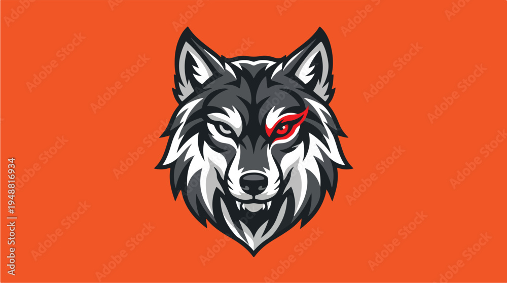 Obraz premium Wolf Head Illustration Closeup.
