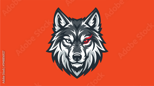 Wolf Head Illustration Closeup Portrait.