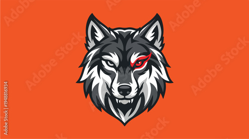 Wolf Head Illustration Closeup.