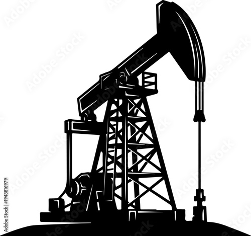 Oil derrick silhouette vector illustration