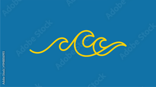 Yellow swirling lines on blue.