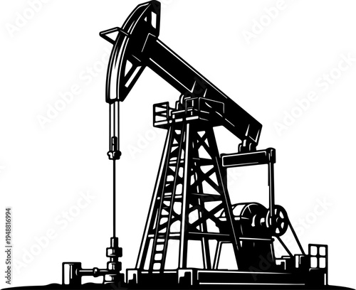 Oil derrick silhouette vector illustration