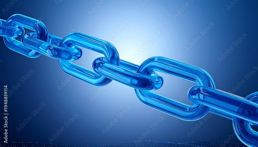 Obraz premium Digital blue chain with broken link disruption