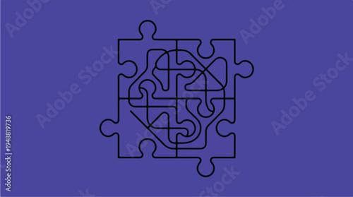Jigsaw Puzzle Pieces Interlocked.