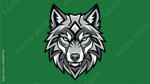 Gray Wolf Head Illustration.