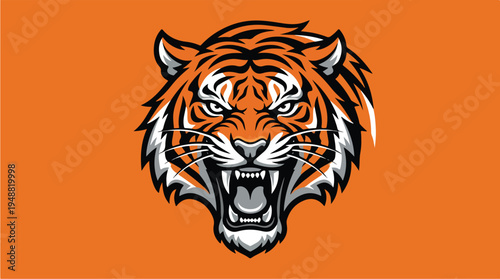 Tiger Head Illustration Roaring Face.