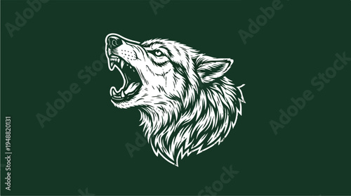 Wolf Head Illustration Roaring Loud.