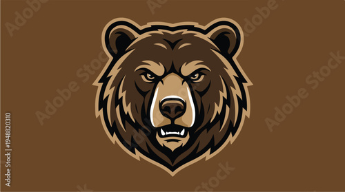 Brown bear head illustration graphic 1.
