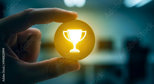 Employee recognition and business achievement award concept with copy space for corporate motivation website banner