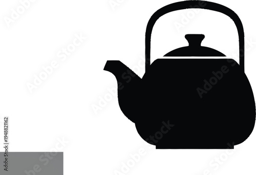 Classic teapot silhouette, representing hot beverages, traditional tea ceremonies, and cozy kitchen items for brewing
