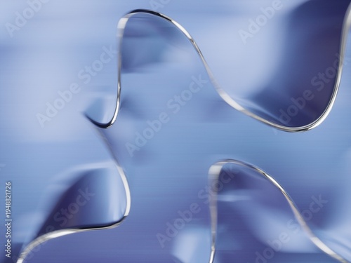 Dynamic abstract metallic lines over a flowing blue background