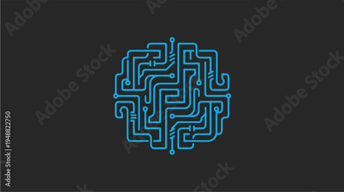Neon Blue Maze Design.