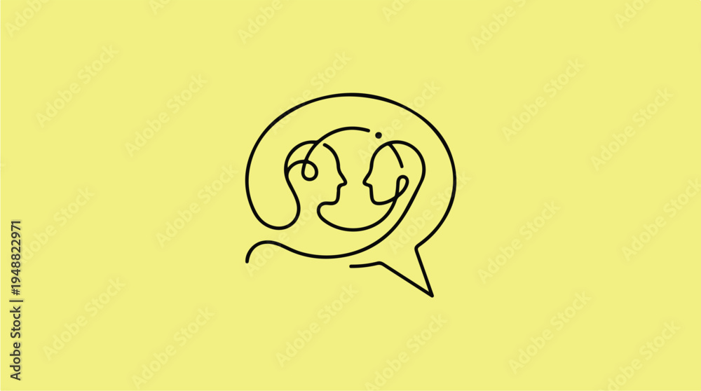 Obraz premium Two Faces in Speech Bubble.