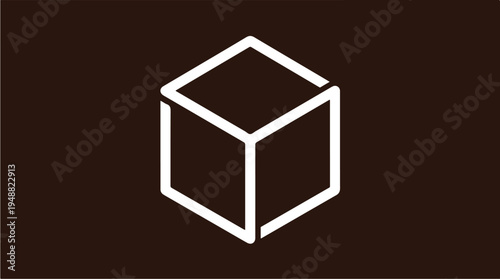 Simple White Cube Icon.