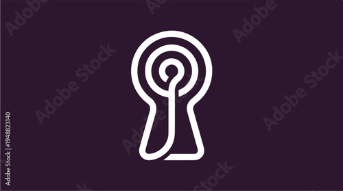 White Keyhole on Dark Background.