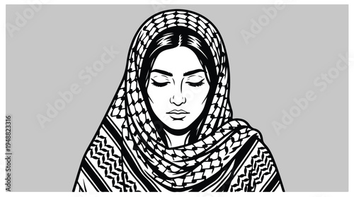 Woman Wearing Keffiyeh Headscarf 3.