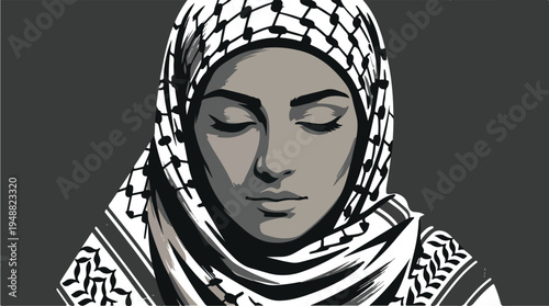 Woman Wearing Keffiyeh Headscarf 4.