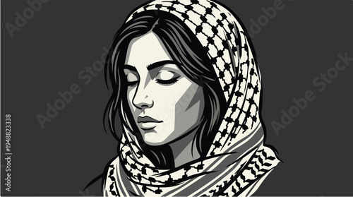 Woman Wearing Keffiyeh Headscarf 5.