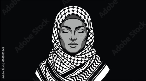 Woman Wearing Keffiyeh Headscarf 6.