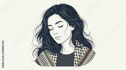 Woman with long dark hair 1.