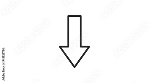 Bold downward arrow vector symbol showing clear direction for navigation or scrolling in design